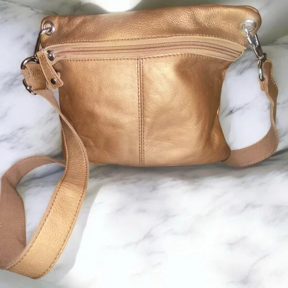 Vintage Fossil Sutter metallic bronze leather crossbody Y2k - Picture 9 of 15